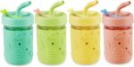 PandaEar Kids & Toddler Glass Cups, 4 Pack Glass Mason Jar Cups 8.45 oz with Silicone Sleeves & Straws, Toddler Spill-Proof Smoothie & Snack Cups - Image 2
