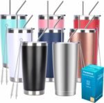 Pandance 20oz Stainless Steel Insulated Tumblers with Lid and Straw Bulk, Double Wall Vacuum Water Cups for Hot & Iced Coffee Drinks Travel Mug (Mix, 8 pack) - Image 2
