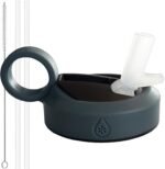 Paravalve High Performance Straw Lid for wide mouth water bottles, Leak-Proof, Smart-Vent, Insulated, Soft Touch Ring Handle, BPA Free - Image 2