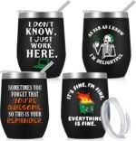 Patelai 4 Pcs Valentines Office Tumbler Gifts 12 oz Stainless Steel Tumbler with Lid Funny Dumpster Fire Insulated Cup for Women Coworker Employee Staff Teacher Nurse Valentines Team Appreciation - Image 2