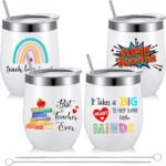 Patelai Teacher Tumbler Teacher Appreciation Gifts Funny Wine Tumbler Funny Coffee Cup Thank You Birthday Gifts, 12 oz Stainless Steel Insulated Cups with Lid and Straw(Cute Style) - Image 2