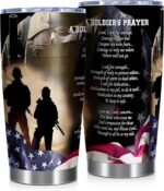 Patriotic Tumbler,20oz Insulated Stainless Steel Coffee Travel Mug with Lid, USA Flag A Soldier’s Prayer Tumbler Gift for Army Veterans, Men, Dad, Grandpa on Veterans Day - Image 2