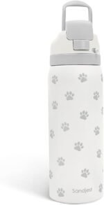 Paw Print Insulated Stainless Steel Water Bottle with Straw for Sports and Travel, 32oz, Gifts for Dog Cat Mom Women Girls Friends Teens Birthday Christmas - Image 2