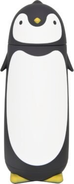 Penguin Glass Water Tumbler- Cute Water Bottle Double Walled Cup Flask Travel Mug for Kids, Students, 9.6oz, Black - Image 2