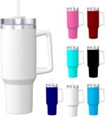 Personalized 40oz Tumblers with Photo Text Logo Design Your Own Travel Cup with Handle and Straw Custom Car Cup Stainless Steel Insulated Travel Cups Gifts for Christmas Birthday, White,1 PCS - Image 2
