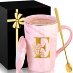 Personalized Ceramic Coffee Mug with Lid Tea Cup Best Female Friend Happy Birthday Gifts Ideal Close Women Bf Stuff Bestie Soul Sister Long Distance Personalized Unique Cute Christmas Xmas Present,E - Image 2