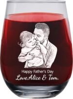 Personalized Engraved Photo Stemless Wine Glass,Custom Drinking Glass Unique Barware Gifts for Men Dad Husband Papa Grandpa,Father's Day Birthday Gift from Daughter Son Kids Wife, Style 2 - Image 2