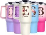 Personalized Gifts for Women - 40oz Customized Initial Floral Tumbler with Name，Monogrammed Flower Cups for Her, Ideal for Birthdays, Mother’s Day, Christmas -Perfect for Office Home Travel,02 - Image 2