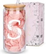 Personalized Gifts for Women, Monogrammed Glass Cups with Lids and Straws, Custom Tumbler, Cute Customized Mug, Aesthetic Stuff, Initial Iced Coffee Cup, Drinking Glasses, Birthday Teacher Gifts, S - Image 2