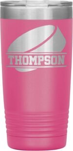 Personalized Hockey Tumbler With Name - Hockey Cup - 20oz Insulated Engraved Stainless Steel Hockey Travel Mug - Hockey Gift Pink - Image 2