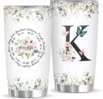 Personalized Initial K Tumbler 20oz, Monogrammed Gift for Women Birthday Mothers Day Religious Gift, Personalized Christian Gift for Women Initial Coffee Mug - Image 2