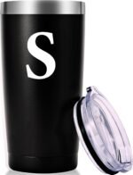Personalized Initial Tumbler.Monogrammed Custom Initial Tumbler S.Unique Initial Tumbler Cup Gifts for Men Women. Novelty Birthday Christmas Party Graduation Wedding Gifts.(20oz Black) - Image 2