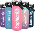 Personalized Kids Water Bottle with Name for School - Custom 18oz Water Bottle with Straw Lid Stainless Steel w/Engraved Names - Personalized Christmas Kids Gifts for Boys Girls kids (Engraved) - Image 2