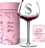 Personalized Monogram Gifts for Women - Customized Initial A-Z Wine Glass, Unique Christmas Birthday Gifts for Her, Mom, Wife, Sister, Daughter, Friend (Letter S) - Image 2