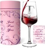 Personalized Monogram Wine Glass Gifts for Women - Customized A-Z Wine Glass with Gift Box & Greeting Card, Unique Christmas Valentines Birthday Gifts for Her, Mom, Wife, Sister, Daughter, Friend (T) - Image 2