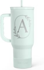 Personalized Monogrammed Tumbler with Handle 40oz, Letter A Tumblers Insulated Coffee Travel Cup, Custom Initial Gift for Women Girls Friends, Monogram Gift for Christmas Birthday Mothers Day - Image 2