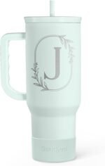 Personalized Monogrammed Tumbler with Handle 40oz, Letter J Tumblers Insulated Coffee Travel Cup, Custom Initial Gift for Women Girls Friends, Monogram Gift for Christmas Birthday Mothers Day - Image 2