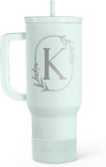 Personalized Monogrammed Tumbler with Handle 40oz, Letter K Tumblers Insulated Coffee Travel Cup, Custom Initial Gift for Women Girls Friends, Monogram Gift for Christmas Birthday Mothers Day - Image 2