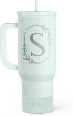 Personalized Monogrammed Tumbler with Handle 40oz, Letter S Tumblers Insulated Coffee Travel Cup, Custom Initial Gift for Women Girls Friends, Monogram Gift for Christmas Birthday Mothers Day - Image 2