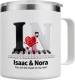 Personalized Piano Keyboard Initials & Names Mug | "You Are The Music To My Soul" Custom Insulated Tumbler with Handle | Romantic Gift for Musicians，Music Lovers Couples& Valentine's Day(B109) - Image 2