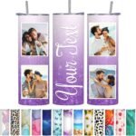 Personalized Skinny Tumbler with Lid and Straw Custom Cups with Photo Name Text Customized Print Picture Cup Gifts for Christmas Birthday for Dad Mom Friends Men Women - Image 2