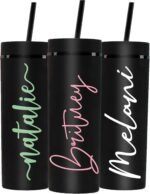 Personalized Skinny Tumbler with Name - Custom 20 oz Insulated Stainless Steel Cup with Straw & Lid - Choose Your Font & Color - Drinkware for Women, Bridesmaids, Birthdays - Image 2