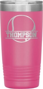 Personalized Tennis Tumbler With Name - Tennis Cup - 20oz Insulated Engraved Stainless Steel Tennis Travel Mug - Tennis Gift Pink - Image 2