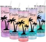 Personalized Vacation Tumbler, Custom Beach Tumbler for Women, Customized Family Vacation Trip Tumblers, Girls Trip Cups, 20 oz Insulated Tumblers with Lids and Straws, Bachelorette Trip Gifts - Image 2