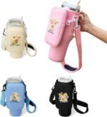 Personalized Water Bottle Carrier Bag with Pouch Gift for Her Tumbler Carrier Water Bottle Holder Drink Carrier Custom Name Water Bottle Sling Bag Sunflower Highland Cow Tumbler Holder - Image 2