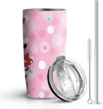 Pink 20 Oz Stainless Steel Tumbler Leak Proof Tumbler with Straw and Lid, Travel Coffee Mug for Home Outdoor, Thermal Cups for Hot and Cold Drinks - Image 2