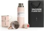 Pink Vacuum Flask Gift Set, Stainless Steel Insulated Water Bottle w/ 3 Cups, Hot & Cold Drinks Coffee Thermo Water Bottle, Reusable Thermal Cup for Outdoor Camping Travel, Termos para Agua Fria, 17oz - Image 2