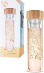 Pinky Up Blair Travel Infuser Mug, Double-Walled Glass, Stainless Steel Strainer, 16 Oz, Bouquet - Image 2