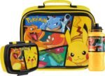 Pokemon Insulated Lunch Bag with Lunch Box Water Bottle Set for Kids 3 Piece School Snack Bag Pikachu Gifts for Kids (Yellow) - Image 2