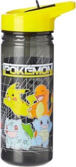 Pokemon Plastic Drinking BPA Free Water Bottle with Removable Straw, Pikachu Print, Leakproof Lid, Reusable, Lightweight, Durable Perfect for Kids & Adults-600ml, Multi, One Size - Image 2