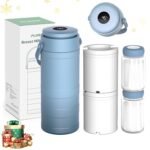 Portable Breast Milk Cooler for Outdoors, 360° All-Round Cooling Keeps Milk Fresh for 24 Hours, 22oz Large Capacity Breastmilk Chiller with 2pcs BPA-Free Bottle for Breastmilk Storage, Light Blue - Image 2