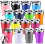 Potchen 16 Pack 12 oz Stainless Steel Tumbler Bulk with Lids Small Tumblers Vacuum Insulated Double Wall Coffee Cups Powder Coated Travel Mug Ideal for Hot and Cold Drinks Home Office Car, 16 Colors - Image 2