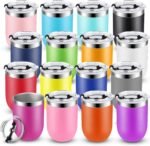 Potchen 16 Pack Insulated Coffee Wine Tumbler Bulk Stainless Steel 12oz Stemless Double Wall Vacuum Travel Mug Cup with Lid for Cold Hot Drinks Cocktails Champagne Gift Home Office Car, 16 Colors - Image 2
