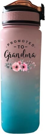 Promoted To Grandma 32 OZ Drinking Water Bottle with Times to Drink and Straw, Motivational with Carrying Strap, Leakproof BPA & Toxic Free, Ensure You Drink Enough Water for Fitness Outdoor - Image 2