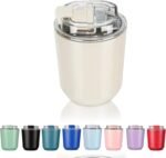 Puraville Insulated Tumblers with Lid, 10 oz Travel Coffee Mug Stainless Steel Vacuum Cup, Leak Proof Reusable Double Walled Coffee Tumbler for Iced and Hot Drinks, Cream - Image 2