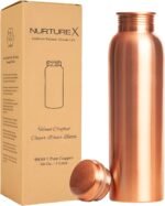 Pure Copper Water Bottle, 34 Oz / 1 Liter, Leak-Proof, Anti-Tarnish Protective Coating, Joint-Free, Handcrafted, Eco-Friendly & Ayurvedic Drinkware for Yoga, Gym & Office - Smooth - Image 2