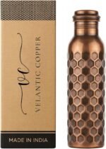 Pure Copper Water Bottle - BPA Free Non-Insulated Jointless Leakproof Durable Reusable Metal Bottles -Antique Diamond - 32 Oz - Image 2
