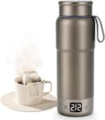 Pure Titanium Travel Kettle,Dual Voltage Portable Electric Kettle 110V-240V Smart Small Water Boiler for Tea & Coffee,12 Temperature Control,Auto Shut Off & Boil Dry Protection (Gray,520ML) - Image 2
