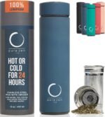 Pure Zen Tea Thermos with Infuser for Hot and Cold Infusions - Stainless Steel - Tea Infuser Bottle - Leakproof Travel Mug with Filter - 15oz - Blue - Image 2