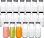 QAPPDA 12 oz Glass Bottles, Clear Glass Milk Bottles with Black Metal Airtight Lids, Vintage Breakfast Shake Container, Vintage Drinking Bottle with Whiteboard Labels and Pen for Party,Kids,Set of 20 - Image 2