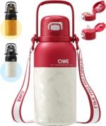 QWE Large Insulated Water Bottle with Straw&Lids,1200ml/40oz Vacuum Sealed Sport Bottles,Double Drinking,Stainless Steel Tumbler with Handle,LeakProof,BPA-Free,for Hiking,Gym,camp (Morden Red) - Image 2