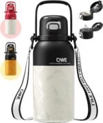 QWE Large Insulated Water Bottle with Straw&Lids,1200ml/40oz Vacuum Sealed Sport Bottles,Double Drinking,Stainless Steel Tumbler with Handle,LeakProof,BPA-Free,for Hiking,Gym,camp (Wilderness Black) - Image 2