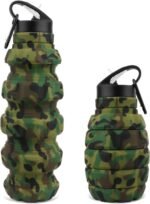 QiCheng&LYS Collapsible Water Bottle Sports Bottle 19.5OZ/580ml Travel Water Bottle for Men Women Kids. BPA Free Food Grade Silicone. (Army green camouflage) - Image 2