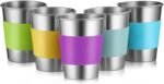 Qrooper Stainless Steel Cups, 12 Oz Metal Drinking Glasses for Kids and Adults, Metal Pint Cup Tumblers, Set of 5, Unbreakable and Stackable - Image 2