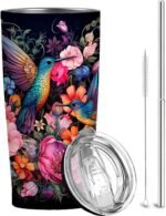 QruKinx Hummingbird Tumbler 20oz | Stainless Steel Travel Mug with Leak-Proof Lid | Bird Insulated Cup for Coffee, Tea and Iced Drinks | Hummingbird Gifts for Women - Image 2