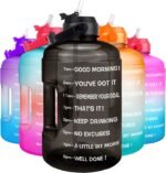 QuiFit 1 Gallon Water Bottle - with Straw & Motivational Time Marker Leak-Proof BPA Free Reusable Gym Sports Outdoor Large(128OZ/73OZ) Capacity Water Jug - Image 2